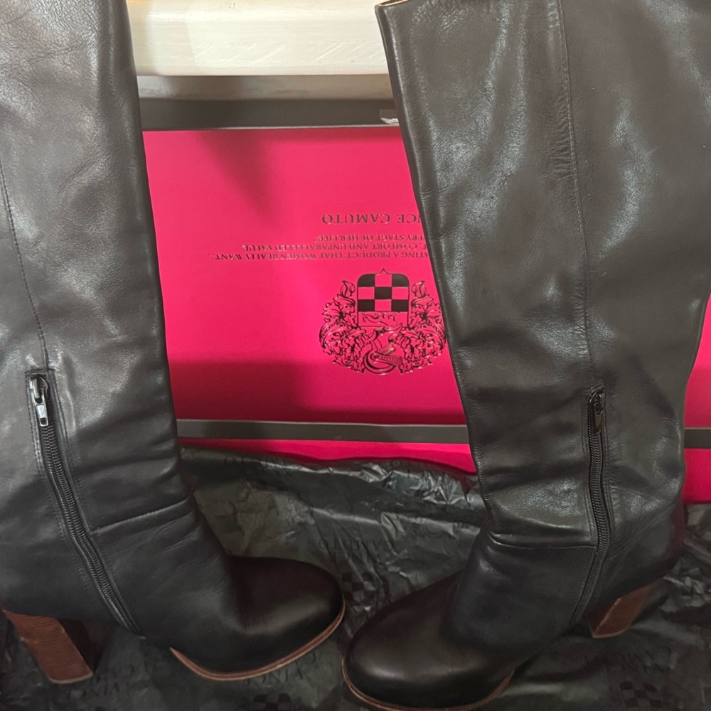 Black Leather Knee-High Boots